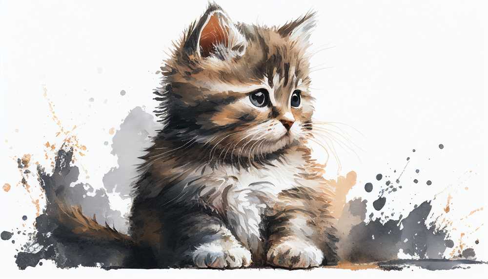 子猫の水彩画