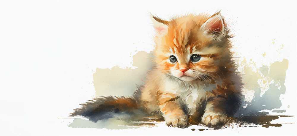 子猫の水彩画