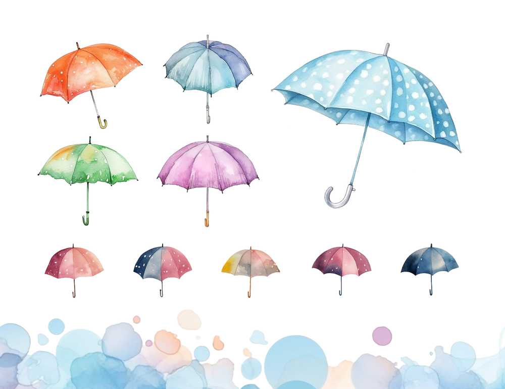 色々な傘のイラストセット