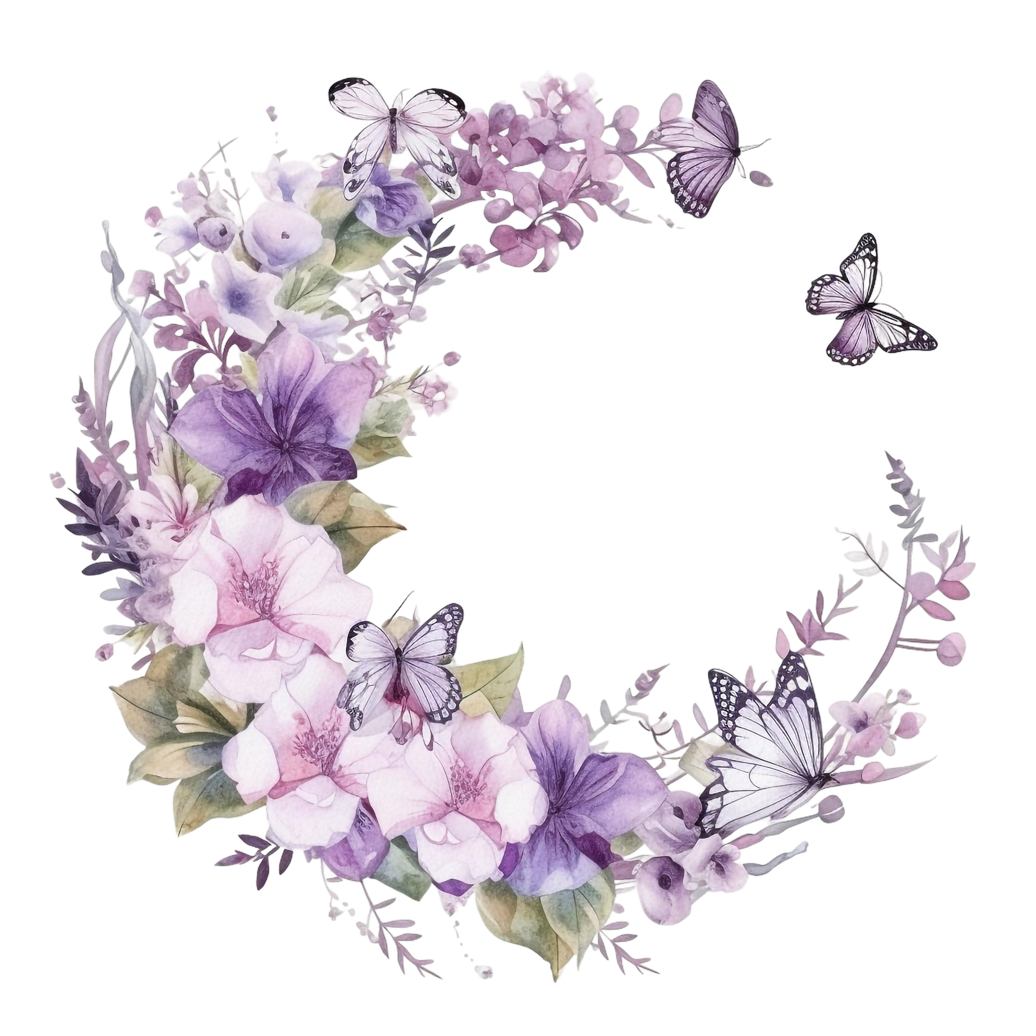 紫色の花のリース