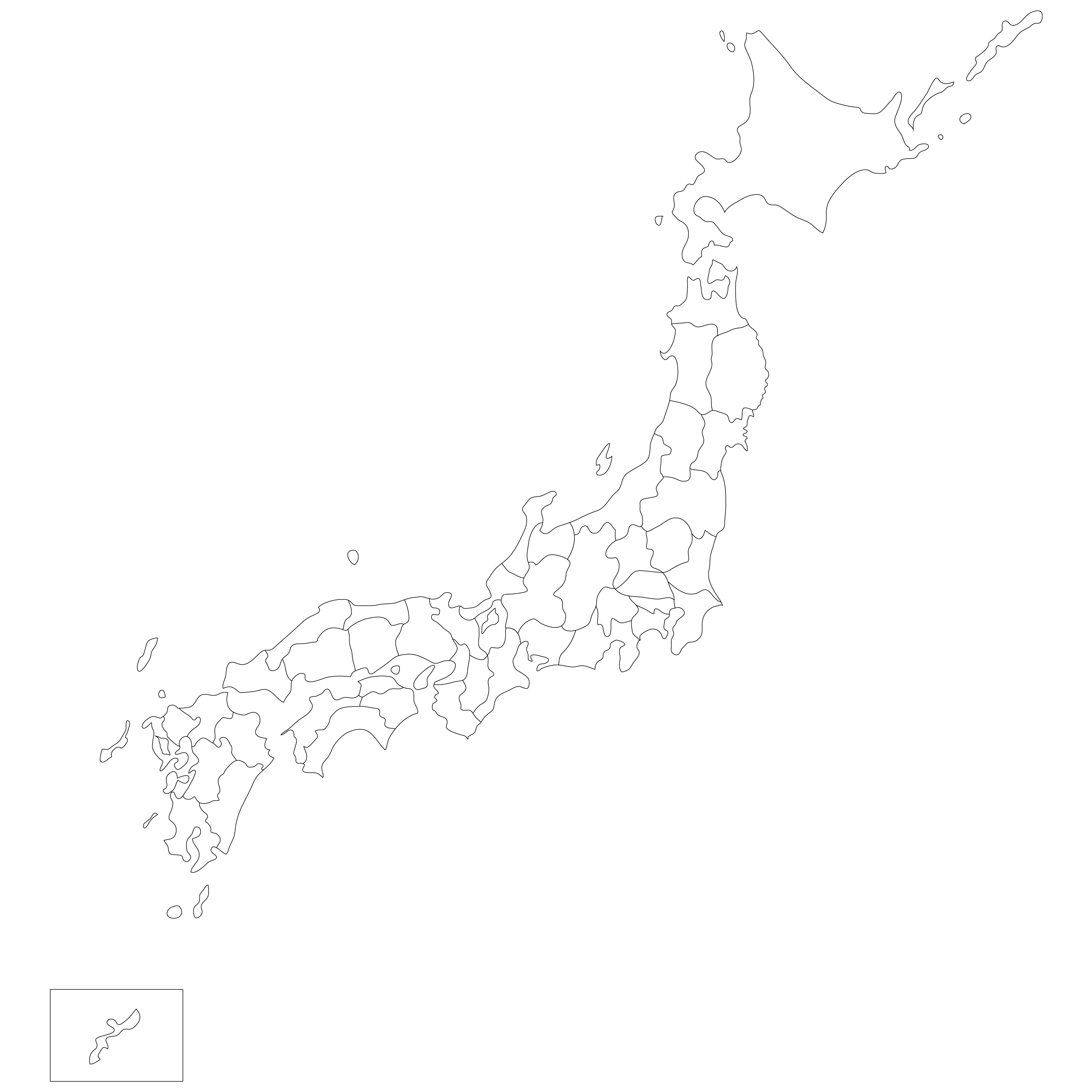 日本地図（白地図）