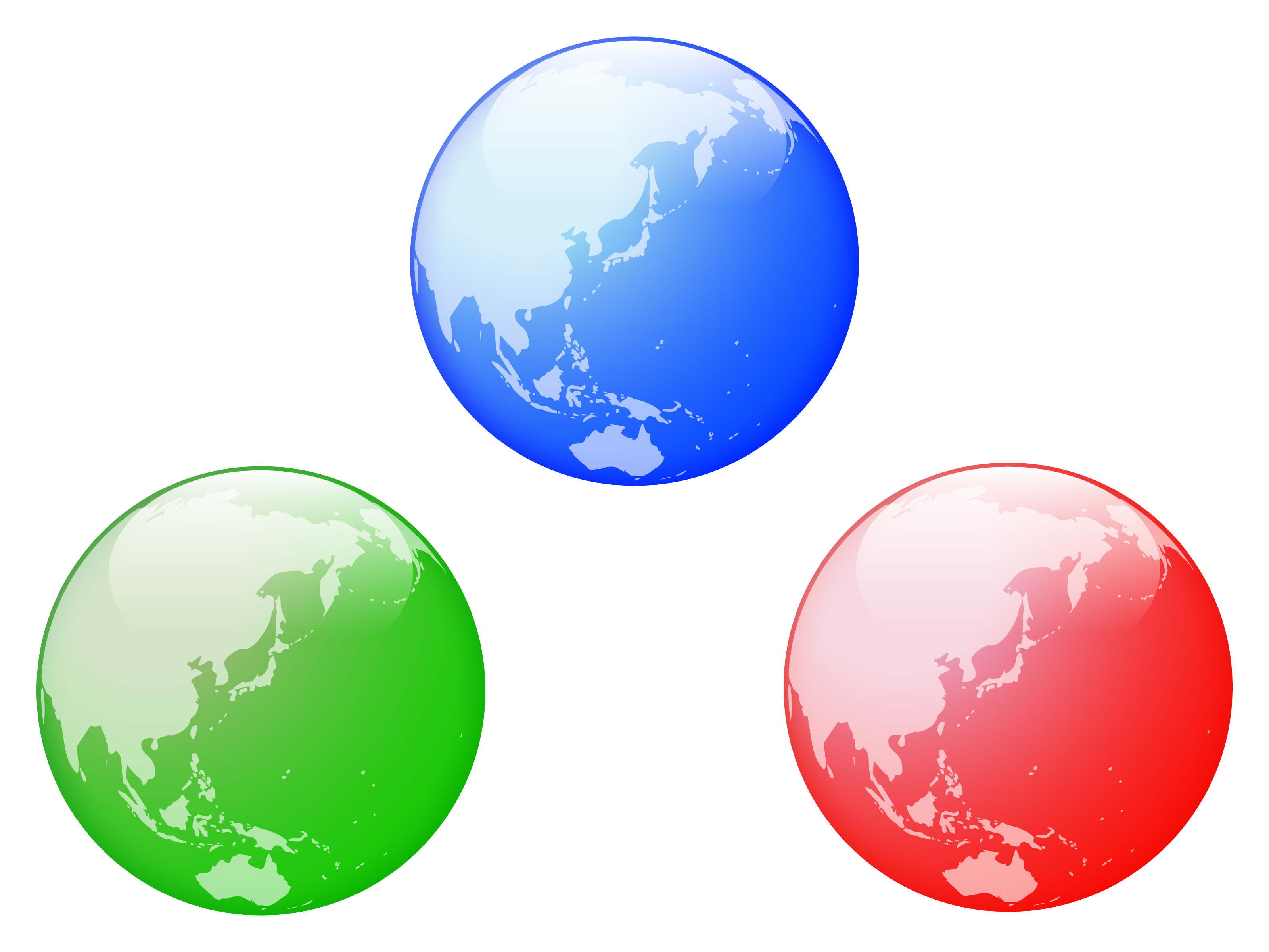 青、赤、緑色の地球