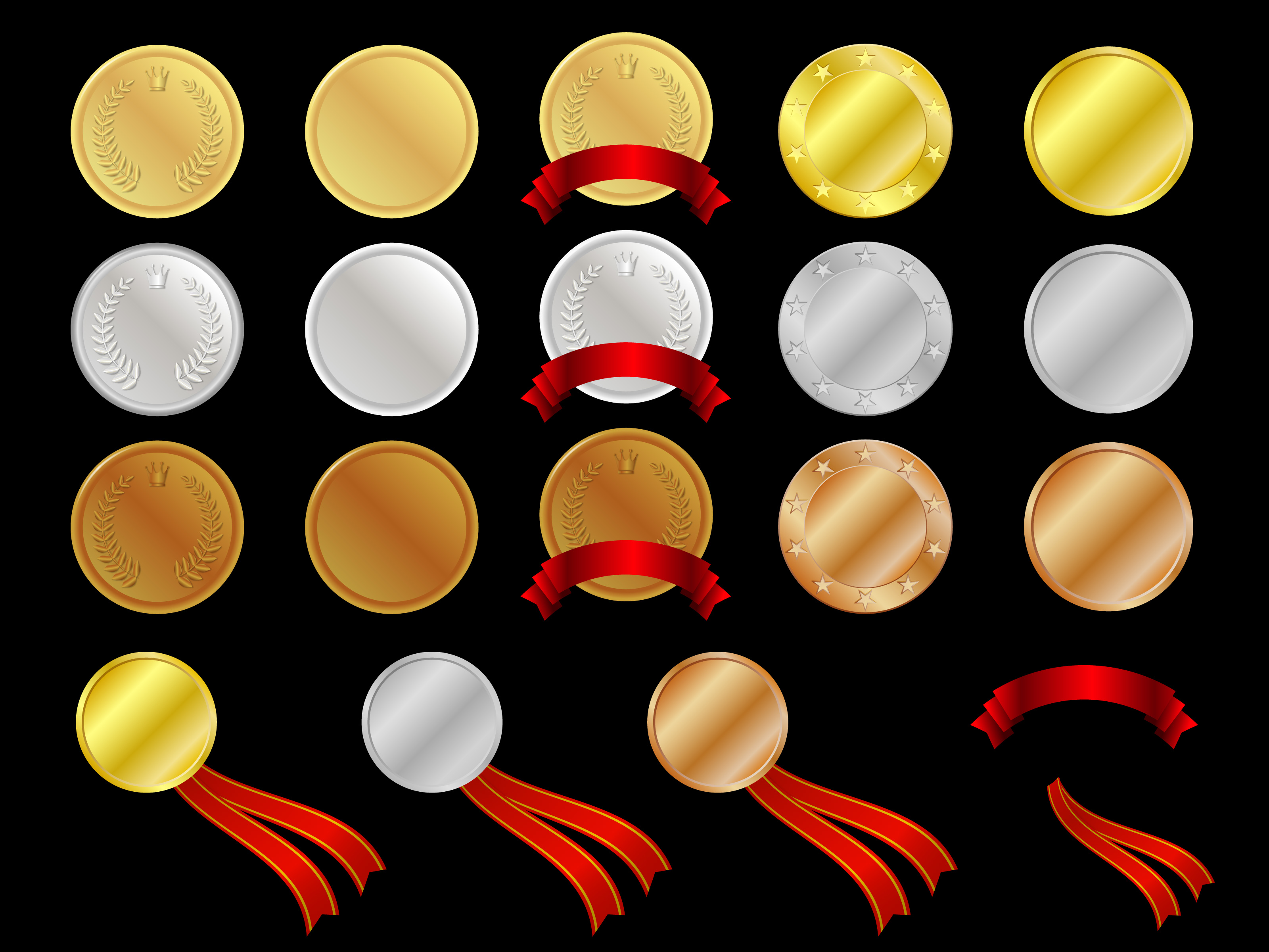 色々なメダルのベクター素材