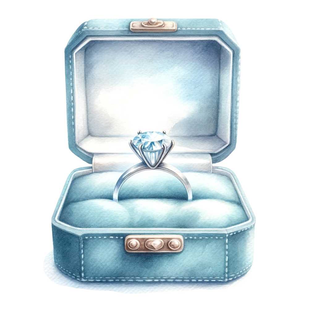 ダイヤの結婚指輪の水彩イラスト