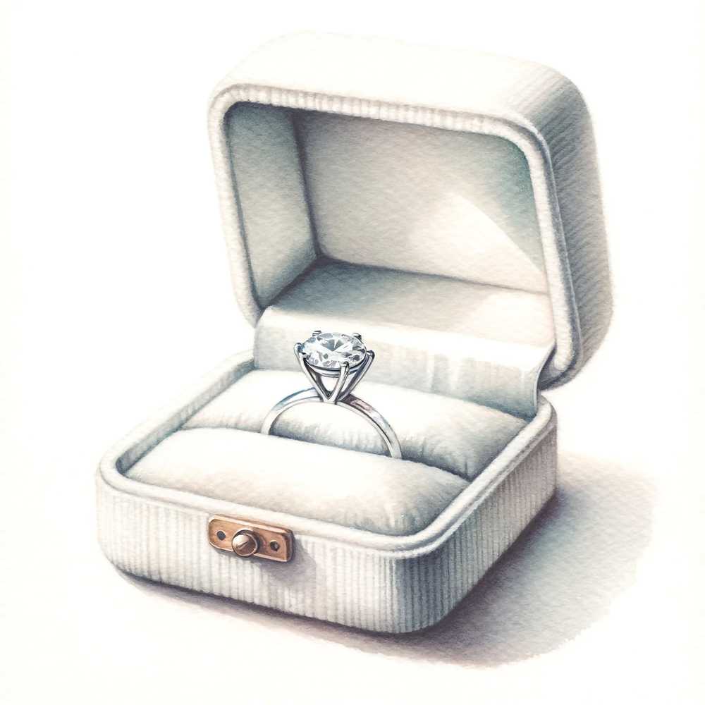 ダイヤの結婚指輪の水彩イラスト