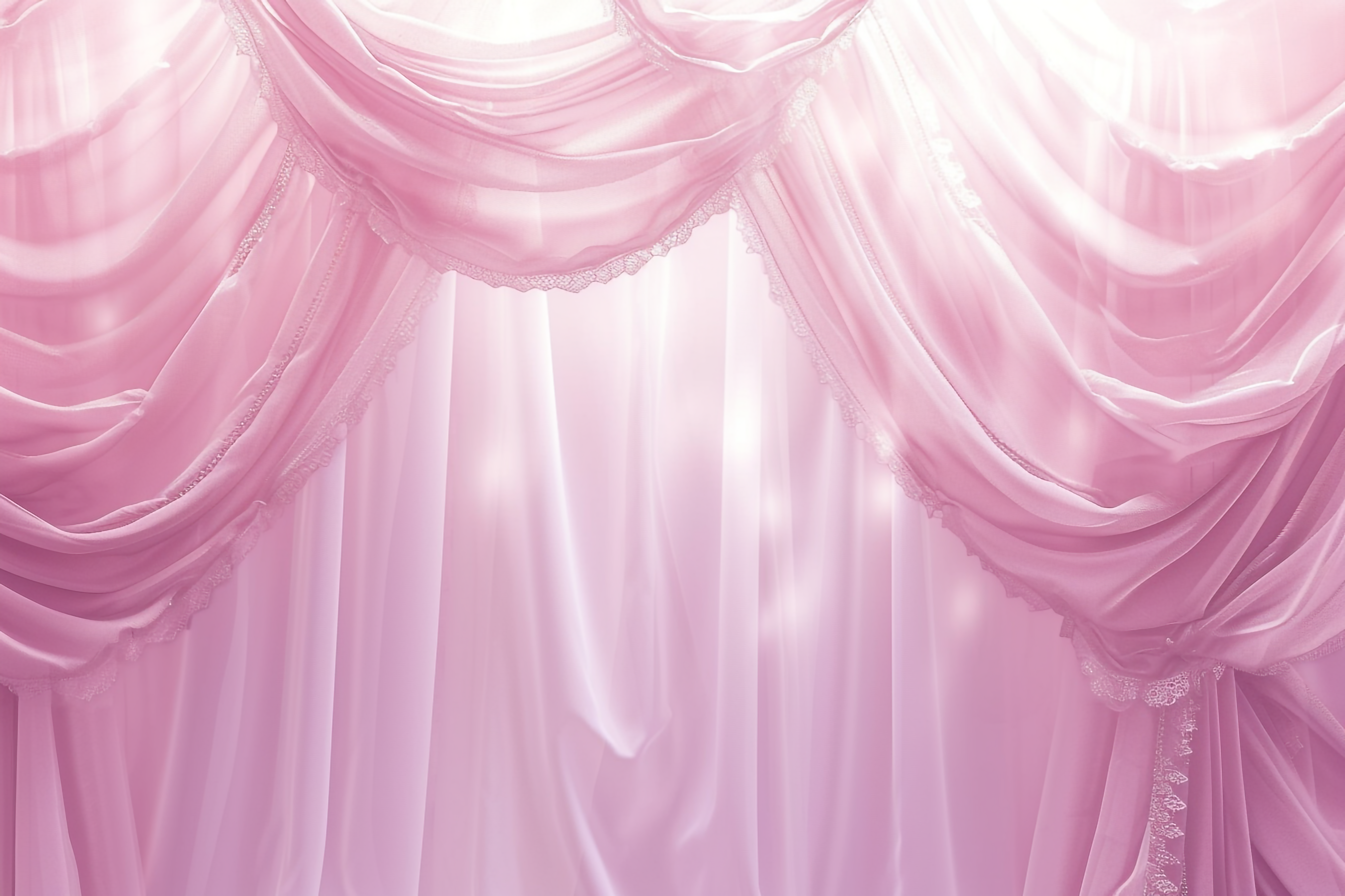 背景用のパステルピンクのカーテン