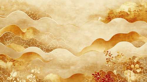 金箔の重厚な和柄背景素材